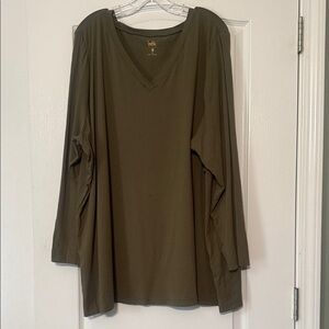 Belle by Kim Gravel Olive Long Sleeve Top Size 4X